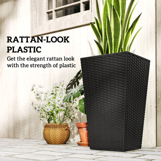 Rattan-Style Tall Planters — Set of 3