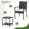 3-Piece PE Wicker Bistro Set with 2-Tier Glass Side Table, White