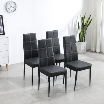 Elegant High-Back Dining Chairs, White & Black — Set of 4