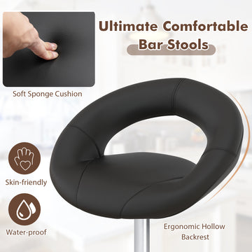 Adjustable Swivel Bar Stools with Hollow Back, Set of 2