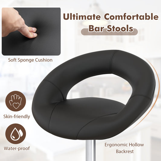 Adjustable Swivel Bar Stools with Hollow Back, Set of 2
