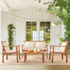 4 Piece Patio Bistro Set With Water Resistant Cushions In Acacia Wood