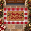 Christmas Red and White Plaid Door Mat