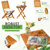 3-Piece Folding Bistro Set with Cushions, Acacia Wood