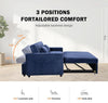 Navy Corduroy Convertible Sleeper Sofa with Storage Pockets