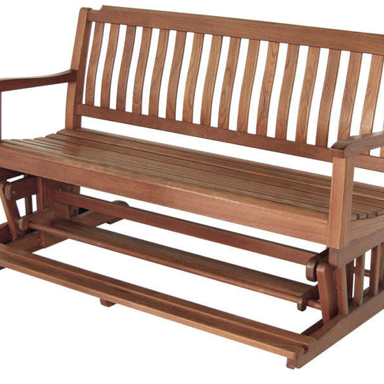 60" Brown Solid Teak Outdoor Glider Bench-0