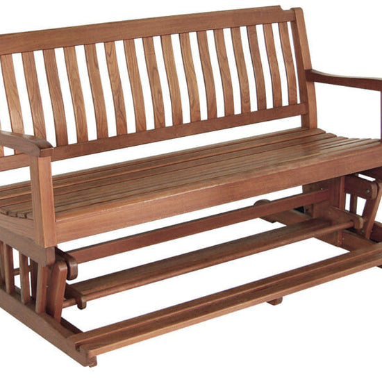 60" Brown Solid Teak Outdoor Glider Bench-1