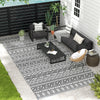 Reversible Outdoor Rug — 9' x 18' Gray Boho