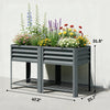 Elevated Steel Raised Garden Bed with Storage Shelf