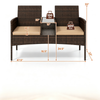 2-Seat PE Wicker Patio Loveseat Set with Storage Coffee Table