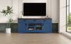 Blue 67" TV Console with Glass Doors & Storage