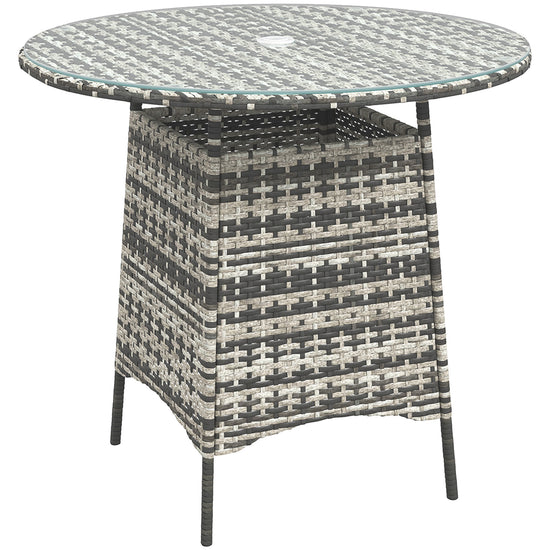 Rattan Outdoor Coffee Table with Umbrella Hole — Grey
