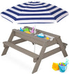 Gray Navy Kids 3-in-1 Sand and Water Table with Umbrella