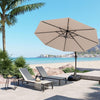 11 ft Cantilever Umbrella with Base, Champagne Aluminum
