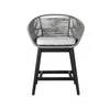 38" Light Gray Solid Wood Low back Outdoor Bar Height chair with Footrest-2