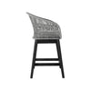 38" Light Gray Solid Wood Low back Outdoor Bar Height chair with Footrest-0