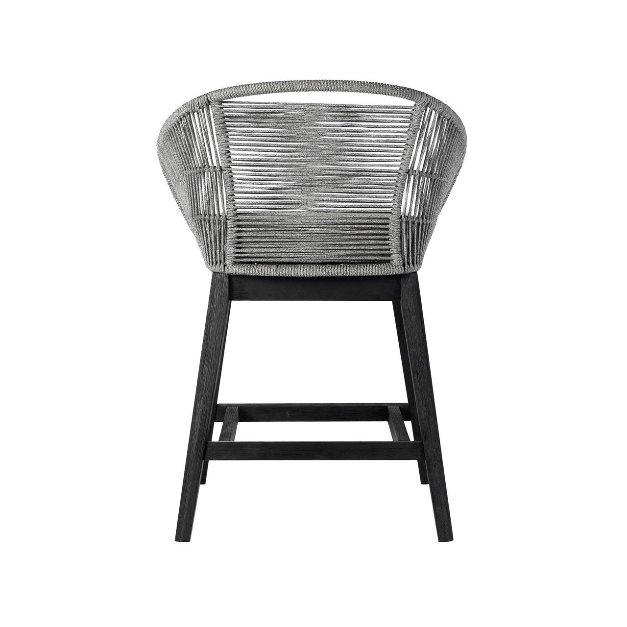 38" Light Gray Solid Wood Low back Outdoor Bar Height chair with Footrest-1