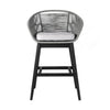 43" Light Gray Solid Wood Low-Back Outdoor Bar Stool with Footrest
