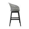 43" Light Gray Solid Wood Low-Back Outdoor Bar Stool with Footrest