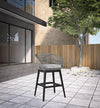 43" Light Gray Solid Wood Low-Back Outdoor Bar Stool with Footrest