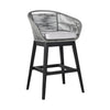 43" Light Gray Solid Wood Low-Back Outdoor Bar Stool with Footrest