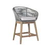 38" Light Gray Solid Wood Outdoor Bar Height Chair with Footrest