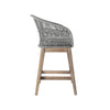 38" Light Gray Solid Wood Outdoor Bar Height Chair with Footrest