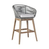 43" Gray Low-Back Solid Wood Outdoor Bar Height Chair with Footrest