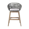 43" Gray Low-Back Solid Wood Outdoor Bar Height Chair with Footrest