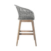 43" Gray Low-Back Solid Wood Outdoor Bar Height Chair with Footrest