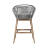 43" Gray Low-Back Solid Wood Outdoor Bar Height Chair with Footrest