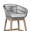 43" Gray Low-Back Solid Wood Outdoor Bar Height Chair with Footrest