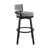 33" Light Gray Metal Swivel Bar Height Chair with Footrest