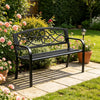 50" Metal Outdoor Bench with Backrest & Armrests