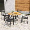 5-Piece Round Patio Dining Set with 47-Inch Wood-Grain Slat Table and