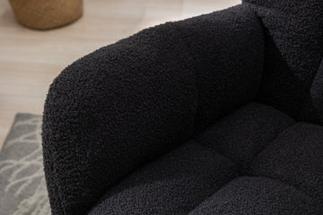 Teddy Fabric Wingback Glider Rocker with Side Pocket, Dark Navy