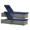 Rattan Chaise Lounge Set of 2 with Side Table