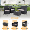 4-Piece Rattan Conversation Bistro Set with Cushions
