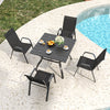 5-Piece Patio Dining Set with Wood-Grain Table, Umbrella Hole and 4
