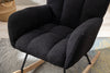 Teddy Fabric Wingback Glider Rocker with Side Pocket, Dark Navy