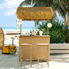 Hawaiian-Style Outdoor Bar Set — Acacia & Grass Canopy, Seats 2