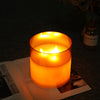 6" 3-Wick Glass Flameless Candle, Gold-Tinted, Battery Operated