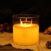 6" 3-Wick Glass Flameless Candle, Battery Operated