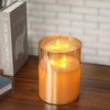 8" 3-Wick Glass Flameless Candle, Gold