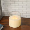 6" 3-Wick Glass Flameless Candle, Battery Operated