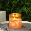 6" 3-Wick Glass Flameless Candle, Gold-Tinted, Battery Operated
