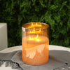 8" 3-Wick Glass Flameless Candle, Gold