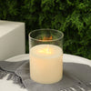 8" 3-Wick Glass Flameless Candle, Battery Operated, White