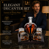 Diamond Decanter Set with Mahogany Base and Whiskey Glasses