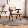 Rattan & Walnut Wood Lounge Chair, Set of 2